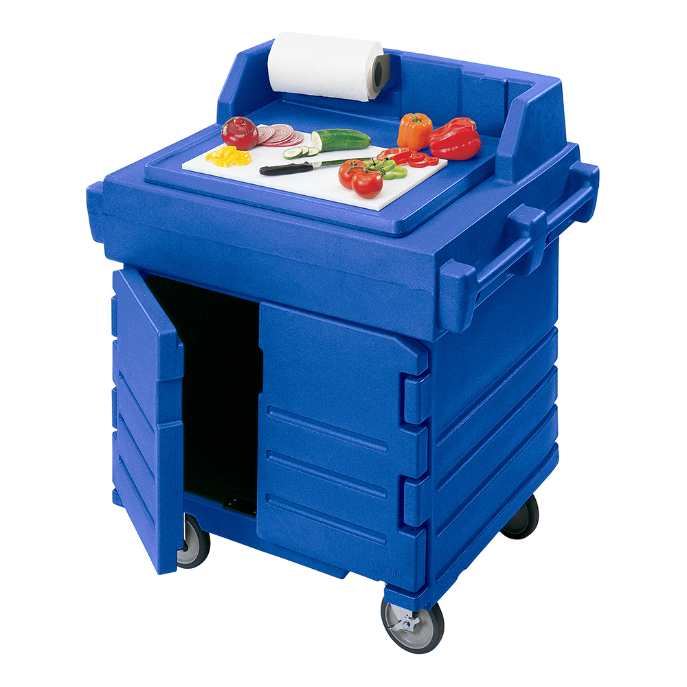 Camkiosk Work Station - Navy Blue (Shown w/ optional cutting board)